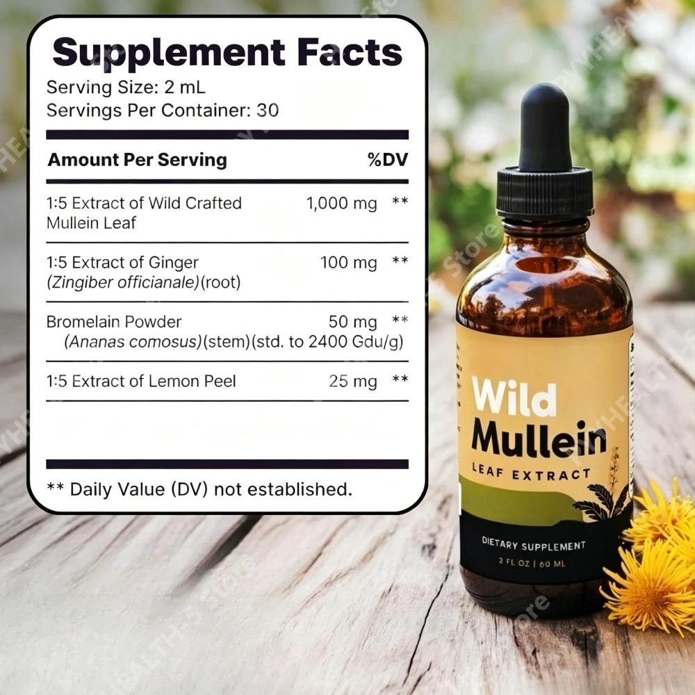 Wild Mullein Leaf Drops with G - Herbal Wellness Liquid ulasan dan harga